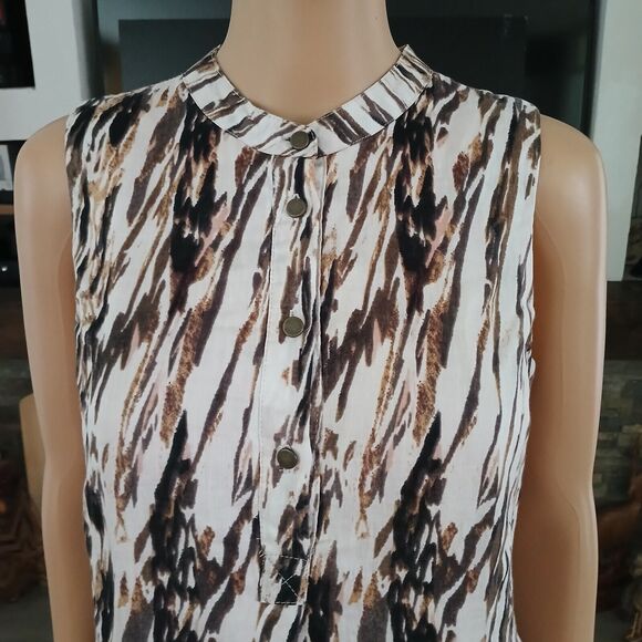 Women's Summer Dress 100% Linen Tunic Resort Cruise Chic Beachy Boho Size 4 Tan - Picture 2 of 16